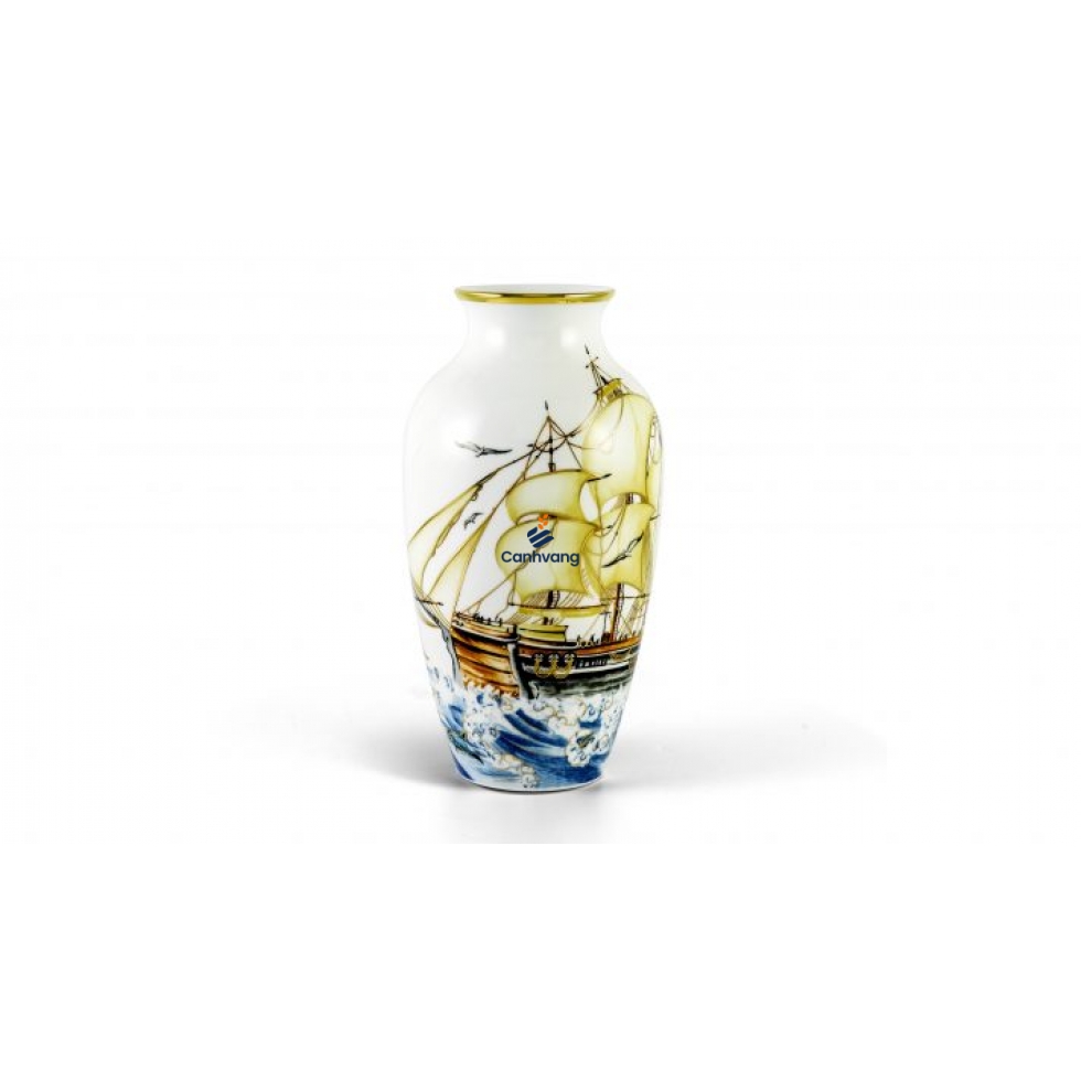 Bình Hoa Minh Long – Thuận Buồm Vàng 27cm x 14.5cm