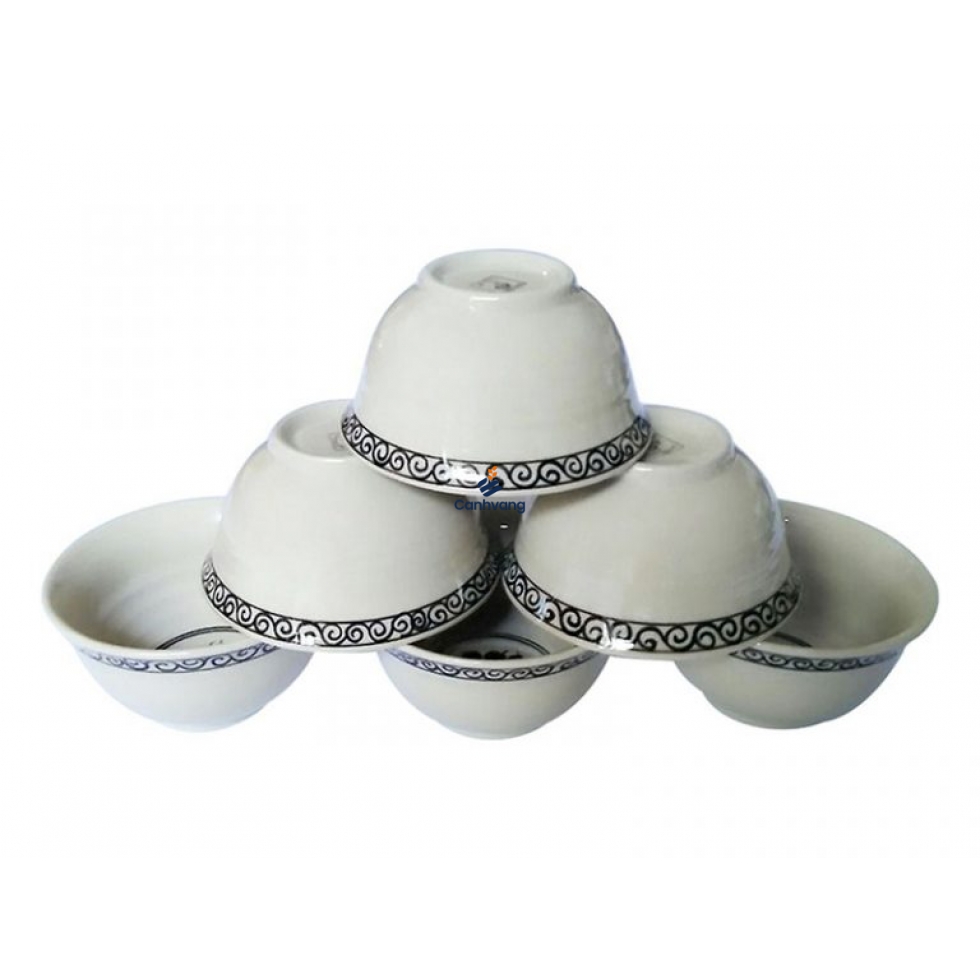Bộ 6 Chén Bát Tràng Kẻ Viền