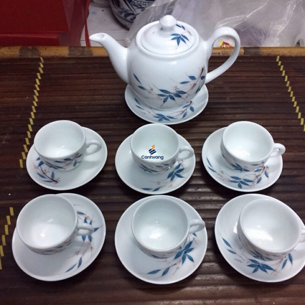 Bộ Ấm Chén Bát Tràng Vẽ Trúc