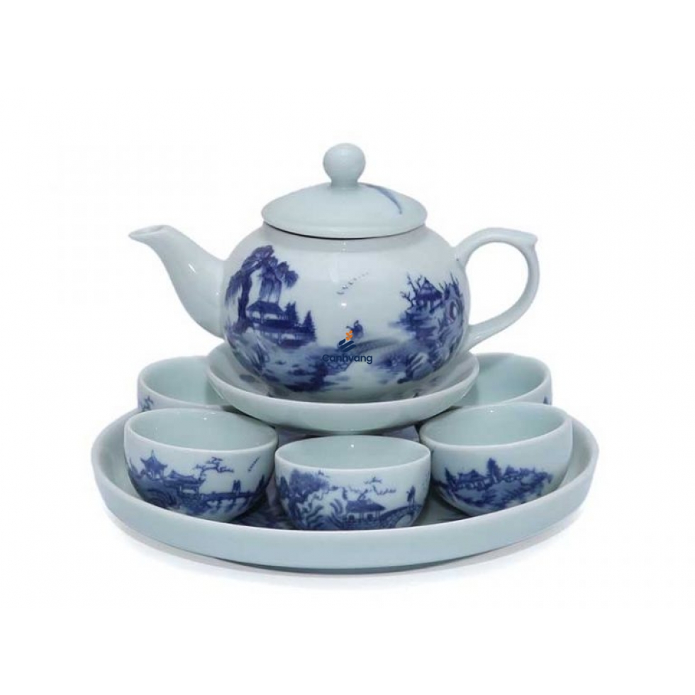 Bộ Ấm Chén – Màu Trắng Xanh – Men Lam Cổ