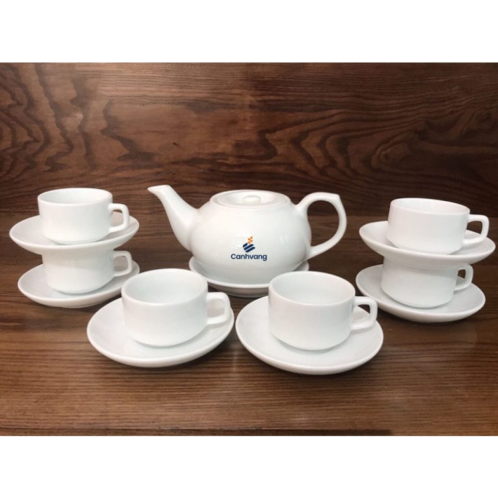 Bộ ấm trà Bát Tràng dáng CK nắp bẹt Size lớn 650ml