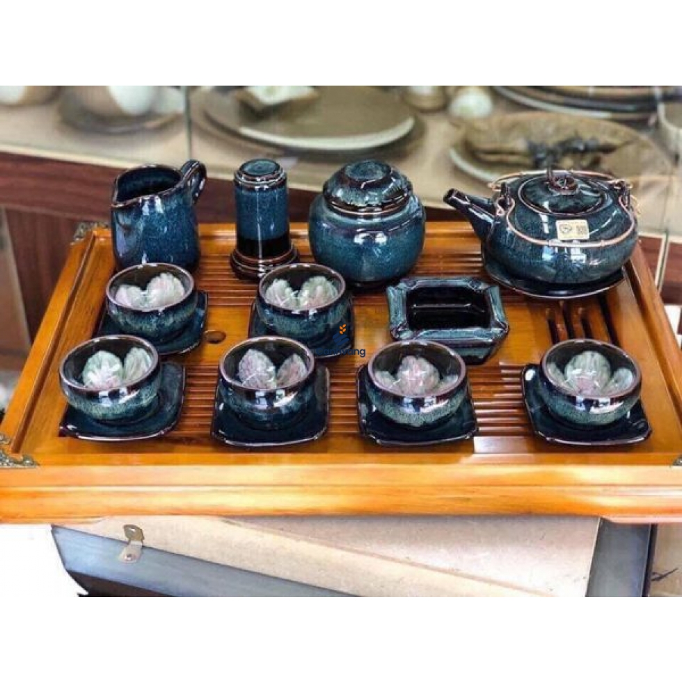 Bộ ấm trà hỏa biến màu xanh full pk