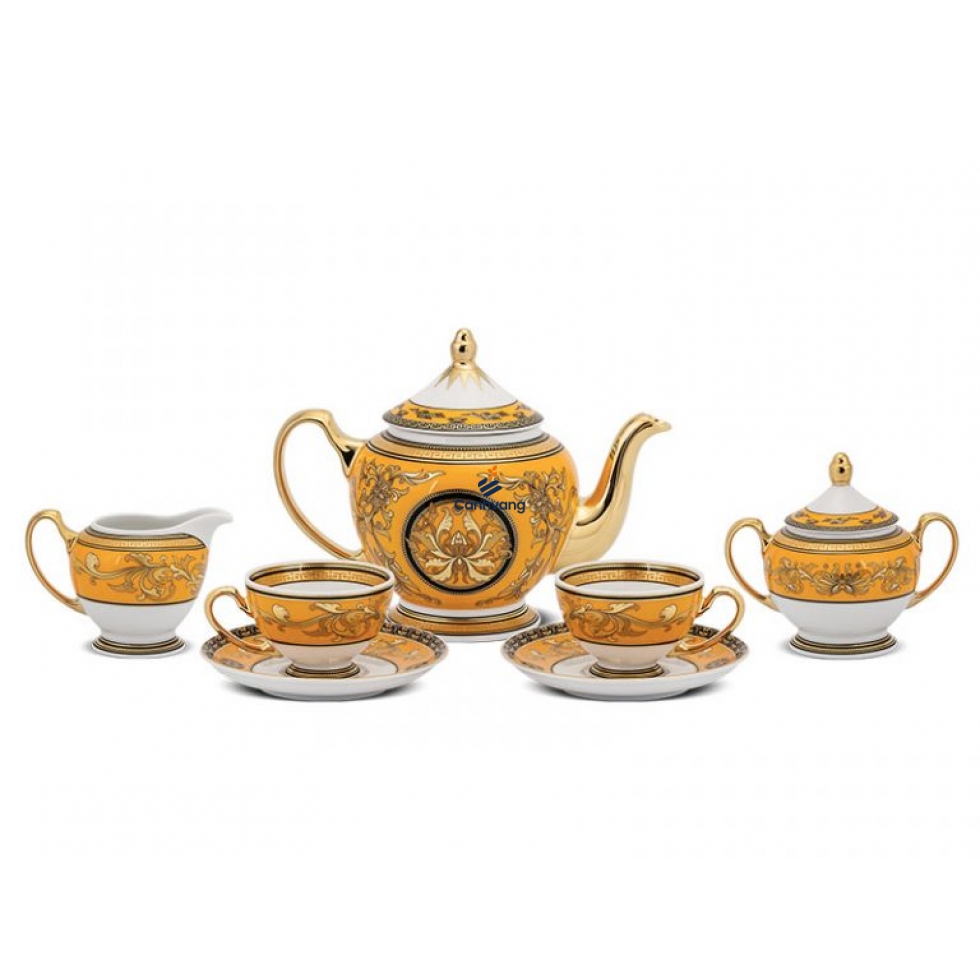 Bộ Ấm Trà Hoàng Cung Hoàng Bào Hoa Sen 1.3L