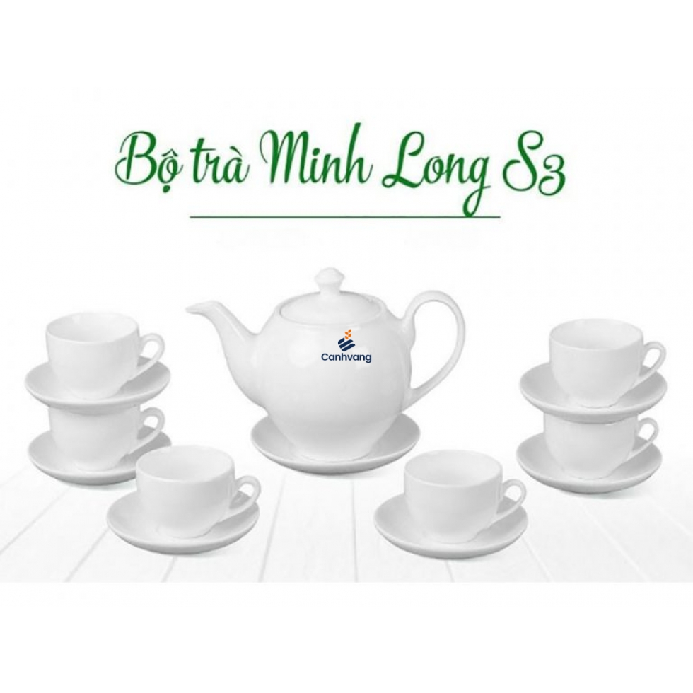 Bộ ấm trà Minh Long Bát Tràng S3 Trắng sứ 500ml