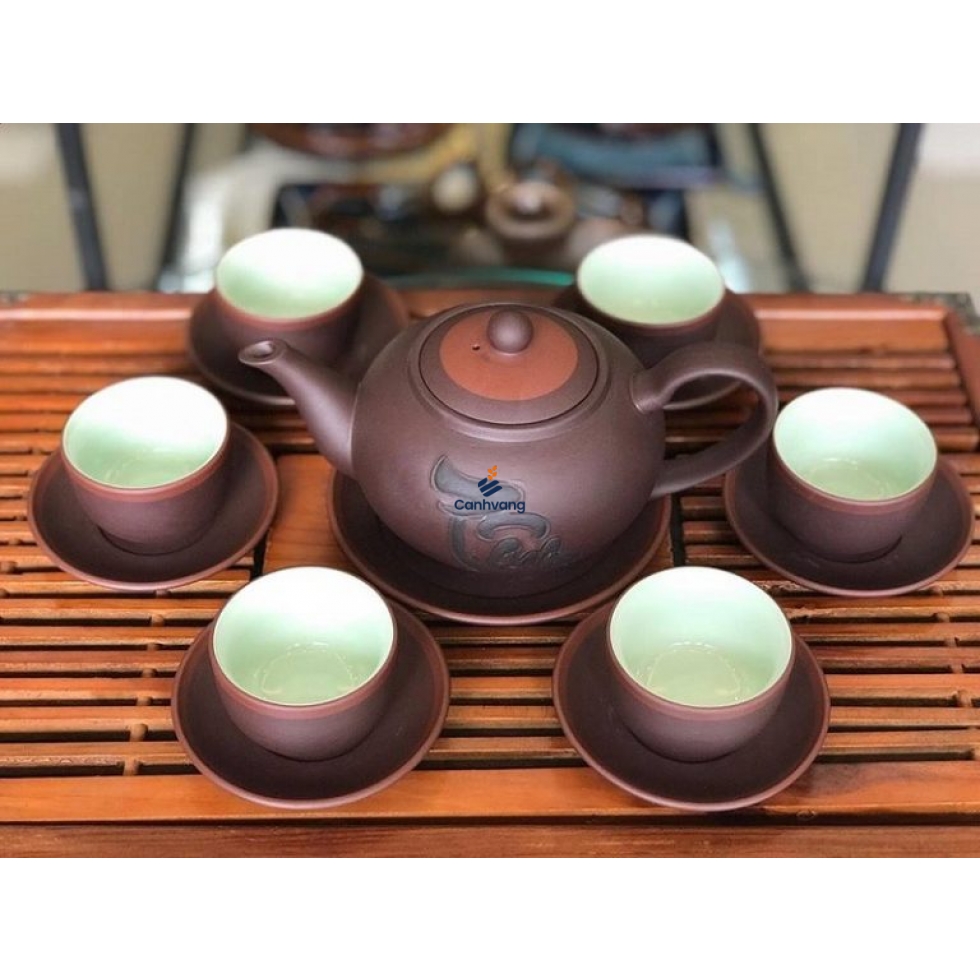 Bộ Ấm Trà Tử Sa Bát Tràng Tống Chữ Tâm 500ml