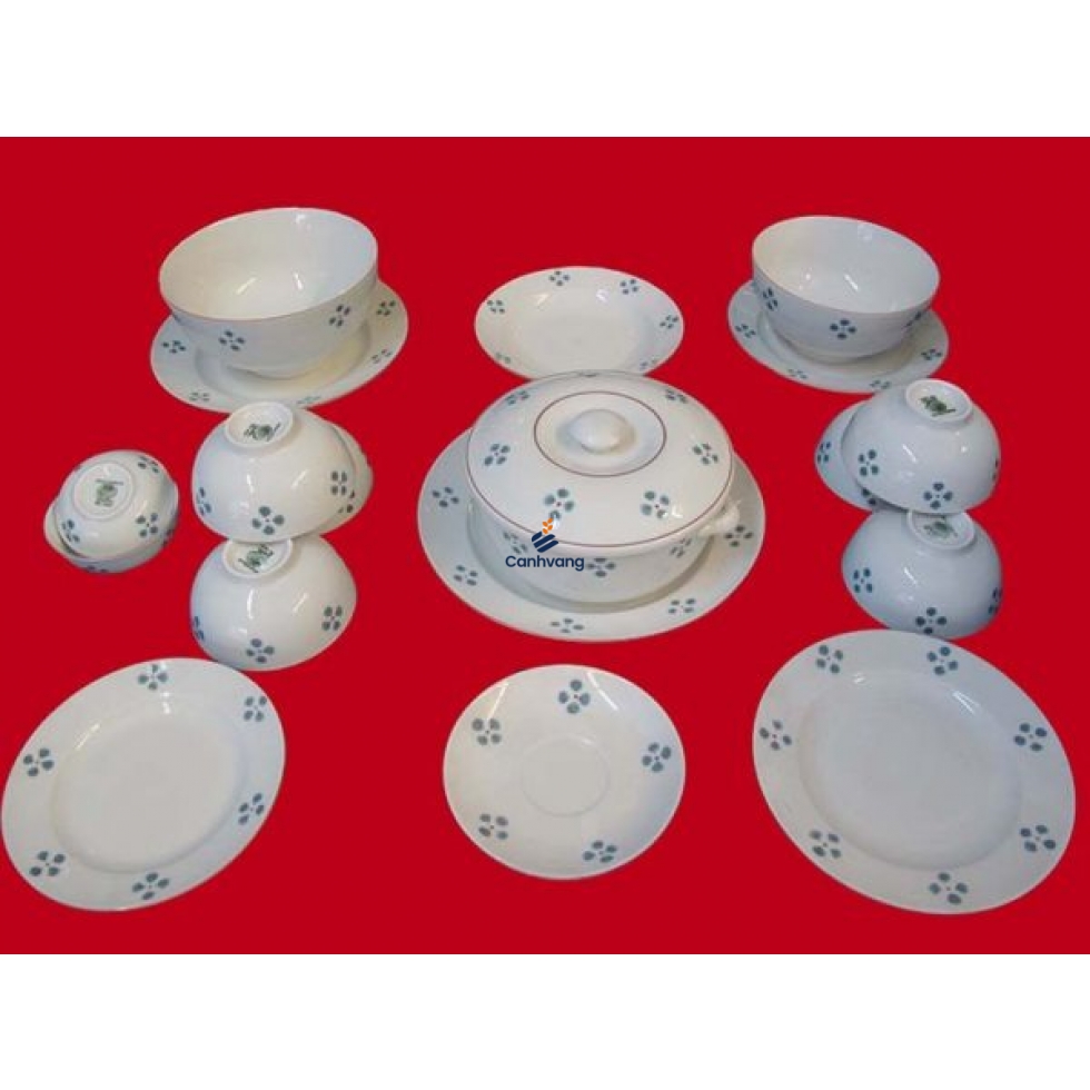 Bộ Bàn Ăn Bát Tràng Cỏ 4 Lá 18 Sản Phẩm