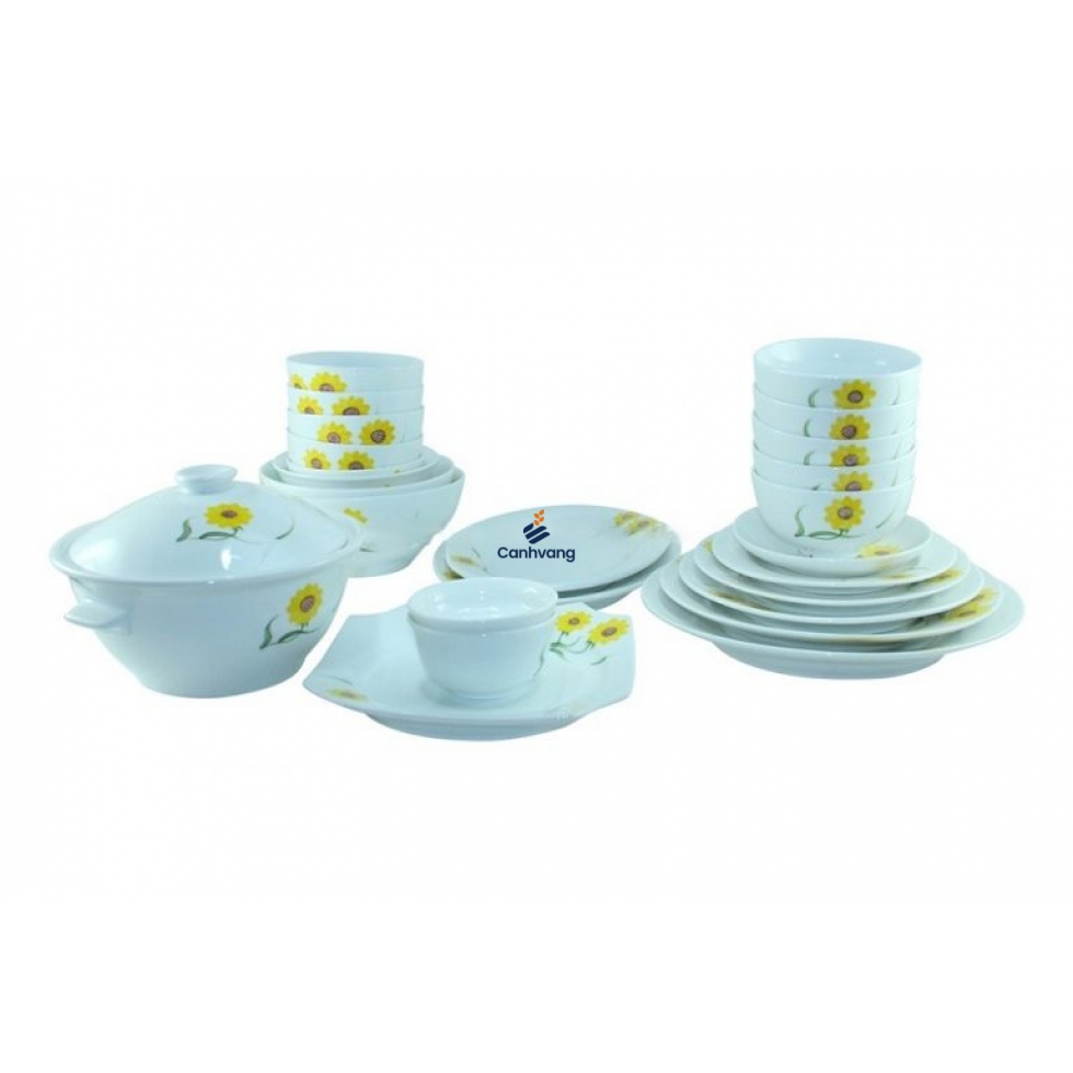 Bộ Bàn Ăn Bát Tràng Hoa Hướng Dương 25 Sản Phẩm