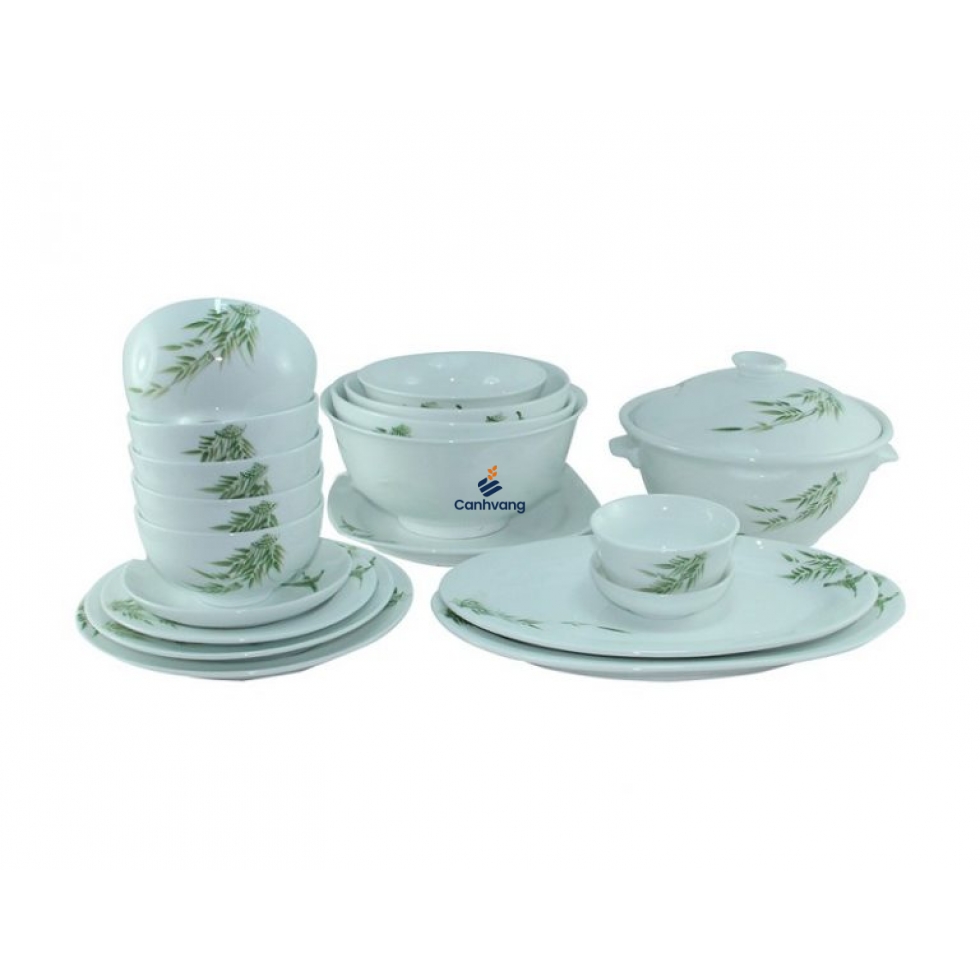 Bộ Bàn Ăn Bát Tràng Vẽ Trúc 25 Sản Phẩm