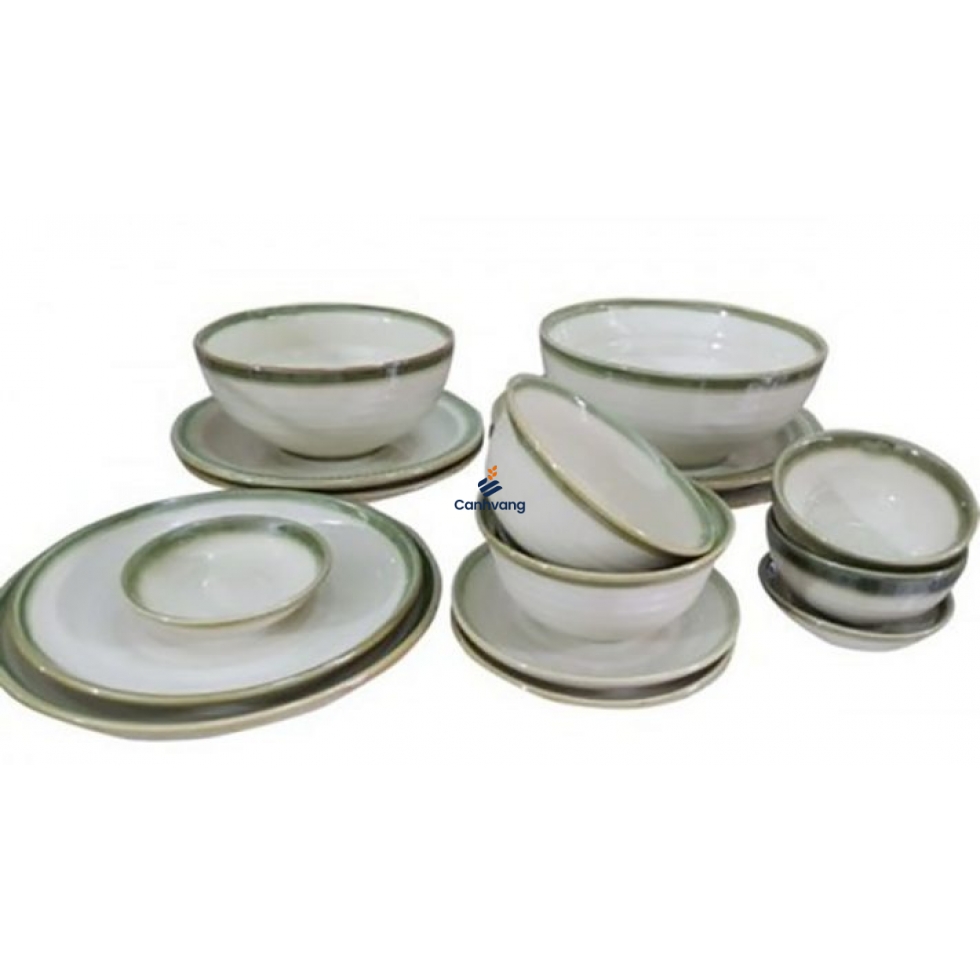 Bộ Bàn Ăn Bát Tràng Viền Xanh