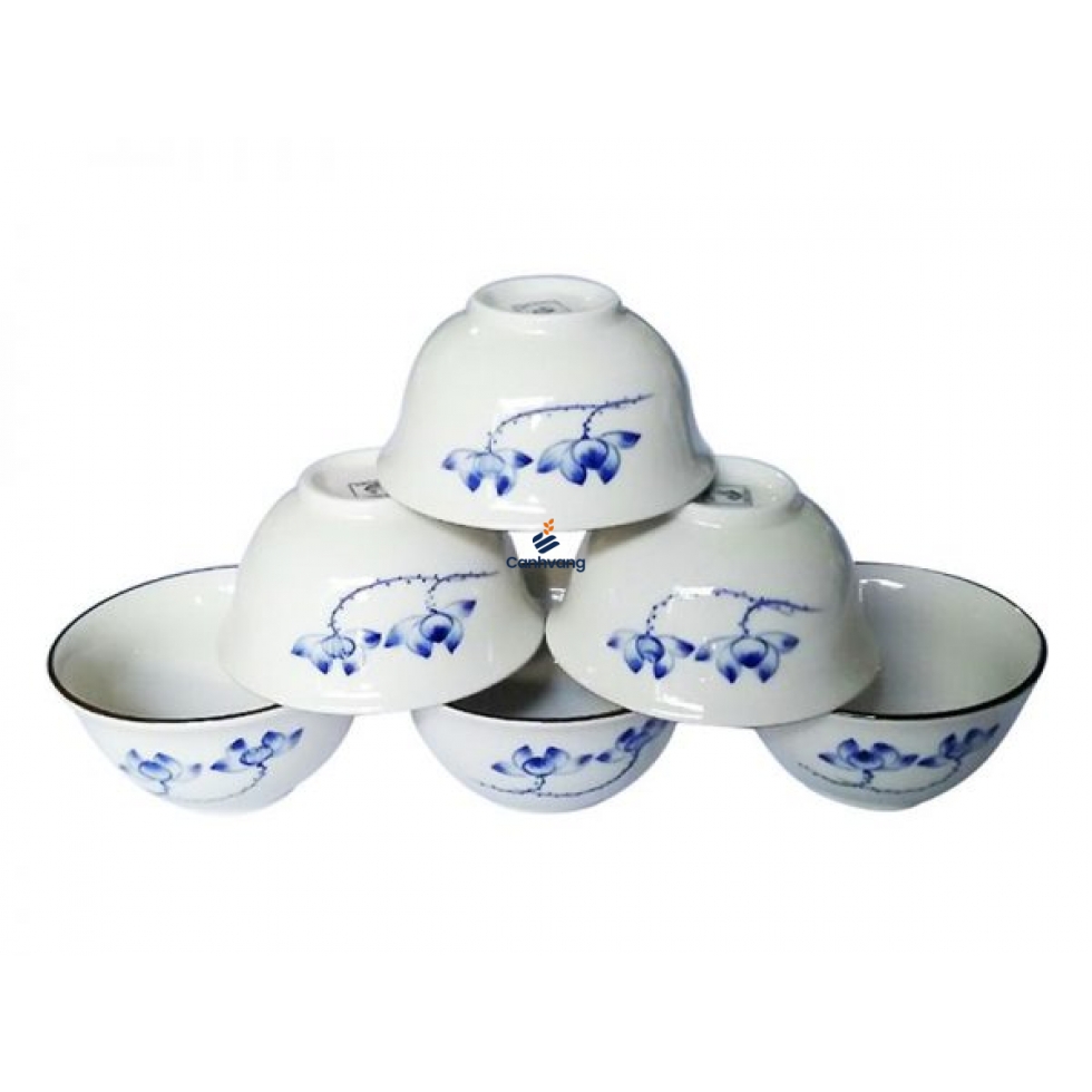 Bộ Đồ Ăn 6 Chén Bát Tràng Hoa Sen