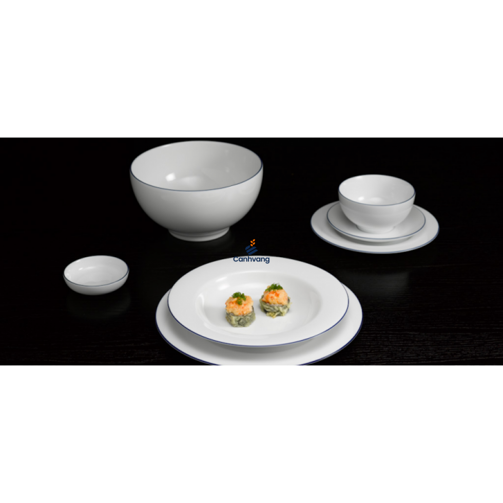 Bộ Đồ Ăn Minh Long Camelia Chỉ Xanh Dương 23 Sản Phẩm