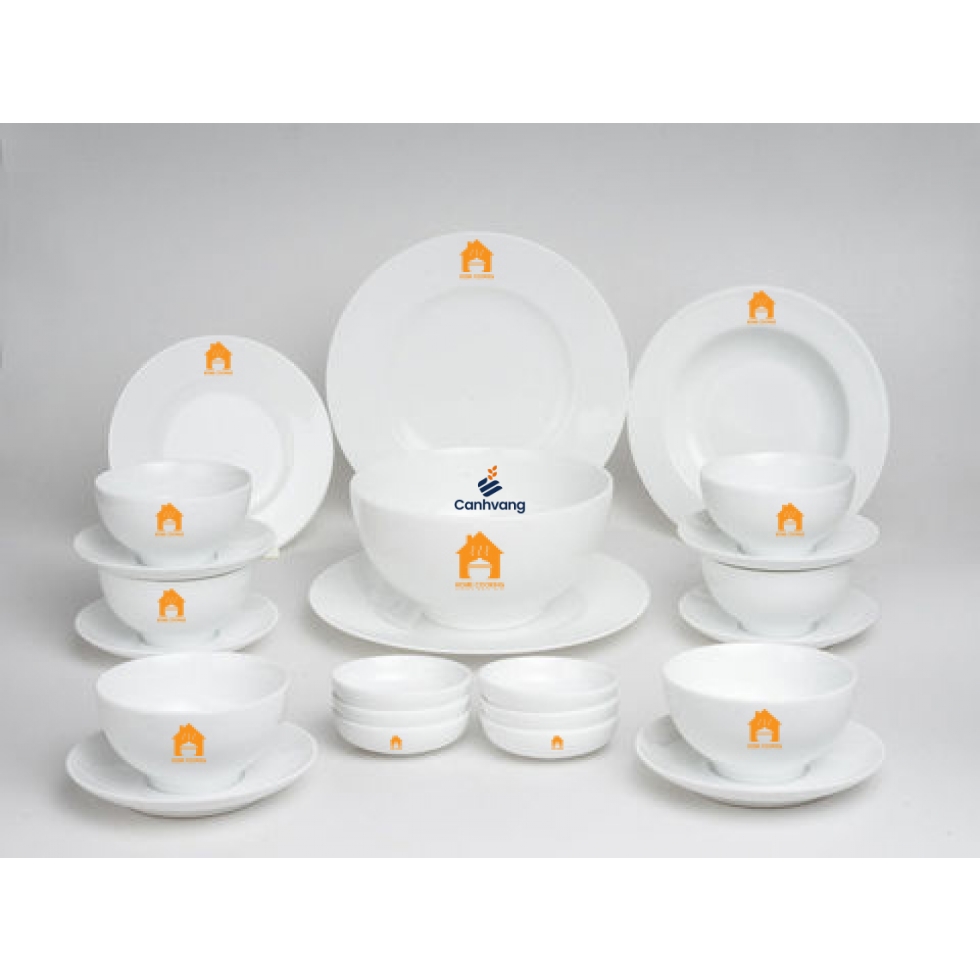 Bộ Đồ Ăn Minh Long Camelia Trắng 23 SP Giá In Logo HomeCooking