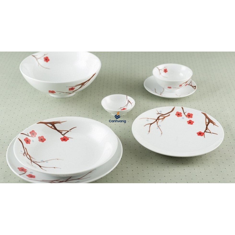 Bộ Đồ Ăn Minh Long Daisy Hồng Mai 22 Sản Phẩm
