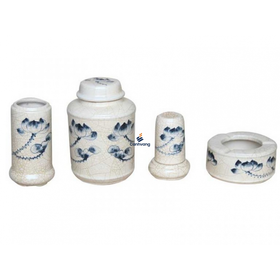 Bộ Phụ Kiện Vẽ Hoa Sen – Men Rạn Cổ