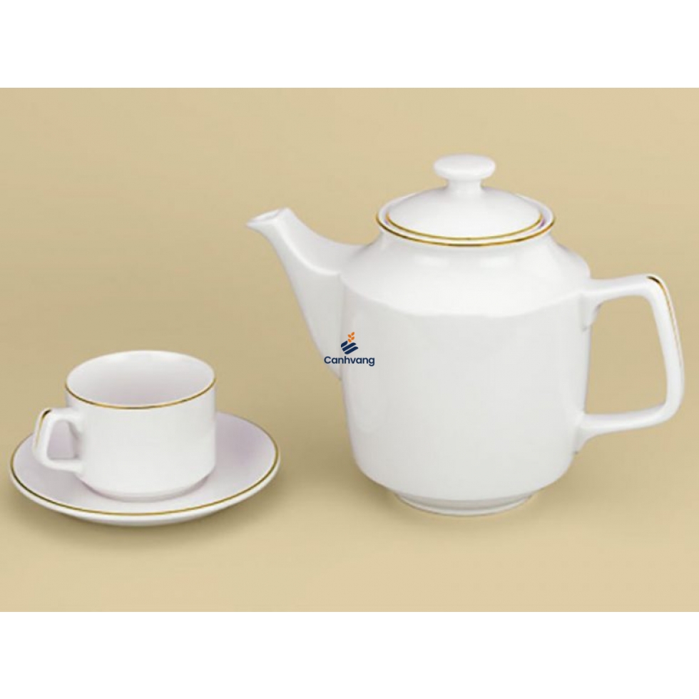 Bộ Trà 0.7L – Jasmine – Viền Chỉ Vàng