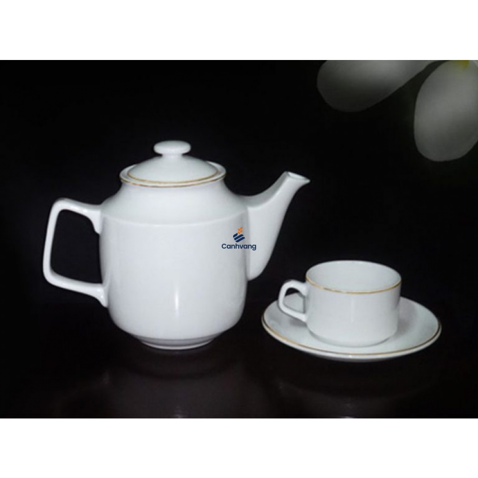 Bộ Trà 1.1L – Jasmine – Viền Chỉ Vàng