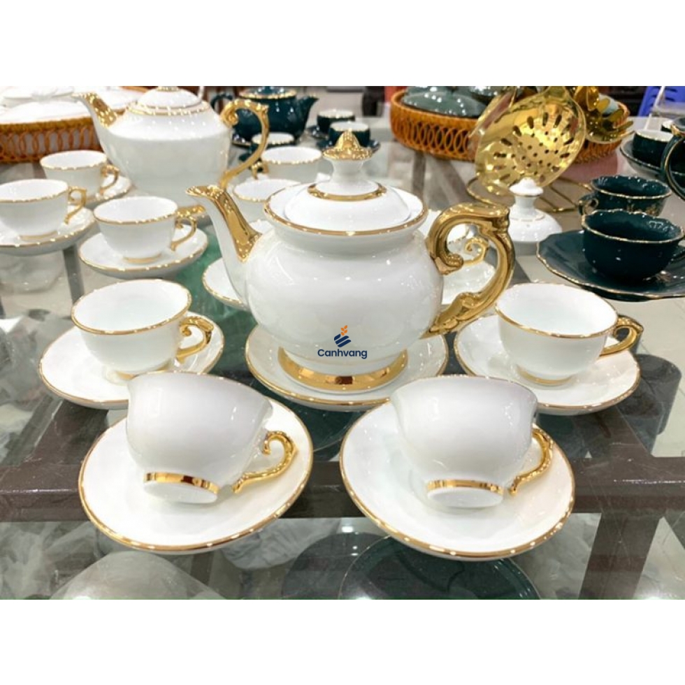 Bộ Trà Bát Tràng Phú Quý Full Vàng