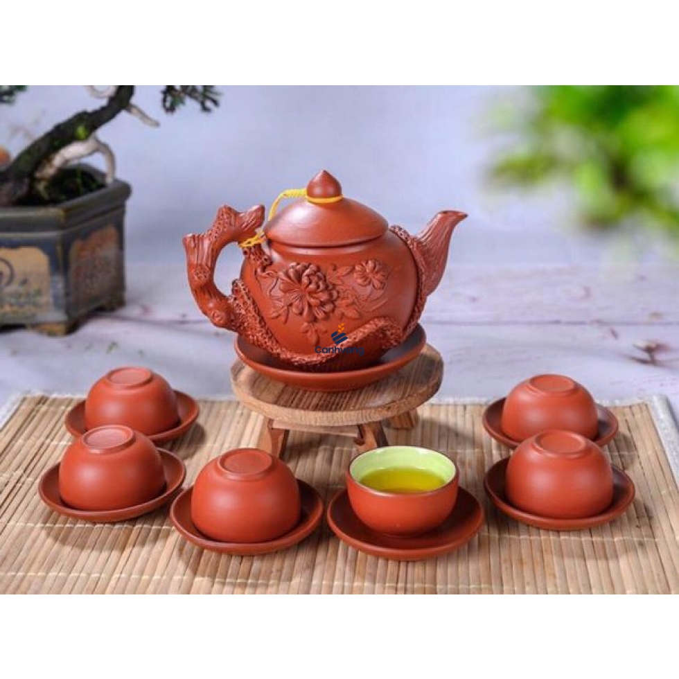 Bộ Trà Đất Đỏ Đắp Nổi Riêng Khay