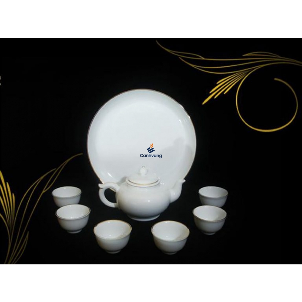 Bộ Trà Minh Long Jasmine Kẻ Viền Chỉ Vàng 0,35L