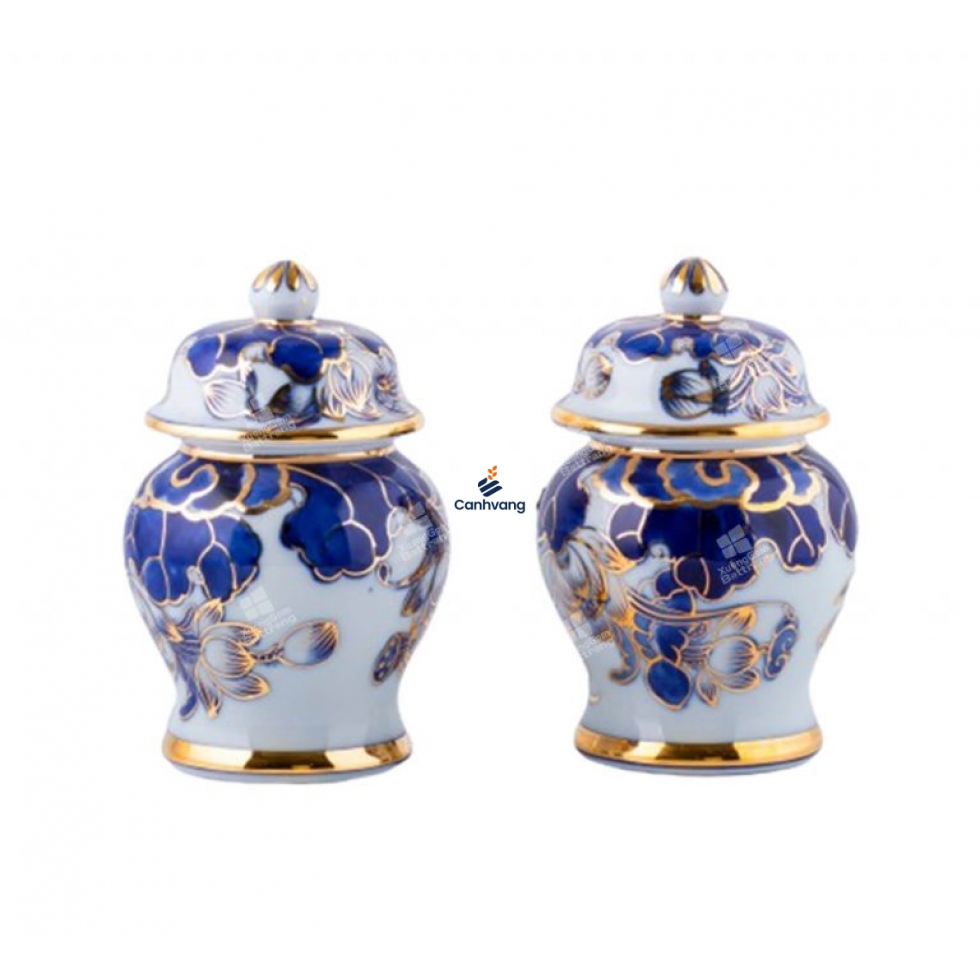 Chóe thờ sen vẽ vàng nền xanh
