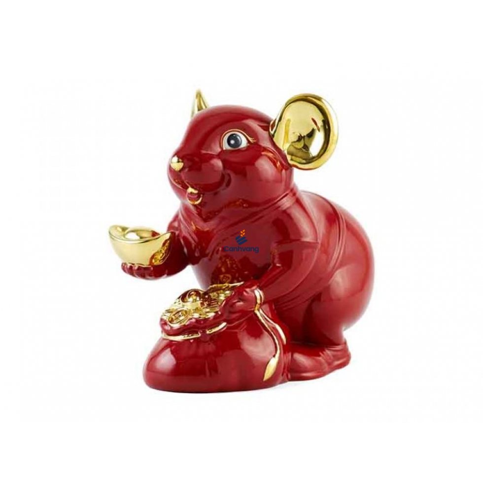 Chuột Phú 8 cm – Màu Đỏ – Trang trí vàng 24K