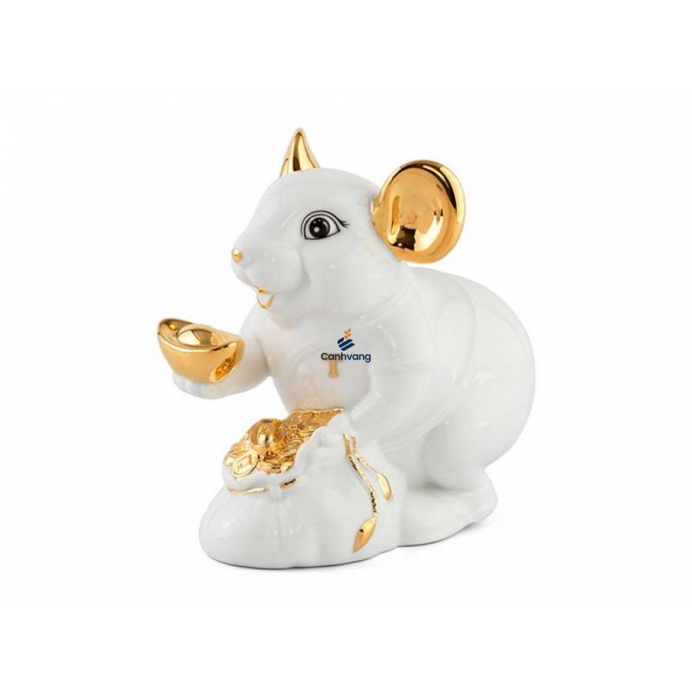 Chuột Phú in chữ 13 cm – Trang trí vàng 24K