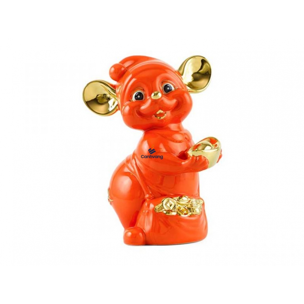 Chuột Quý 16 cm – Màu Cam – Trang trí vàng 24K