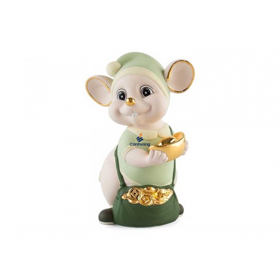 Chuột Quý 16 cm (màu Matt) – Xanh ngọc – Họa tiết trang trí