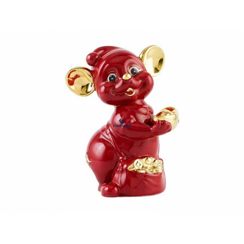 Chuột Quý 24 cm – Màu Đỏ – Trang trí vàng 24K