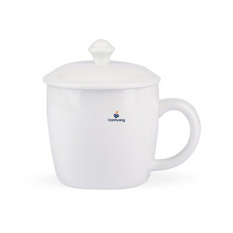 Cốc Sứ Lùn 300ml + Nắp