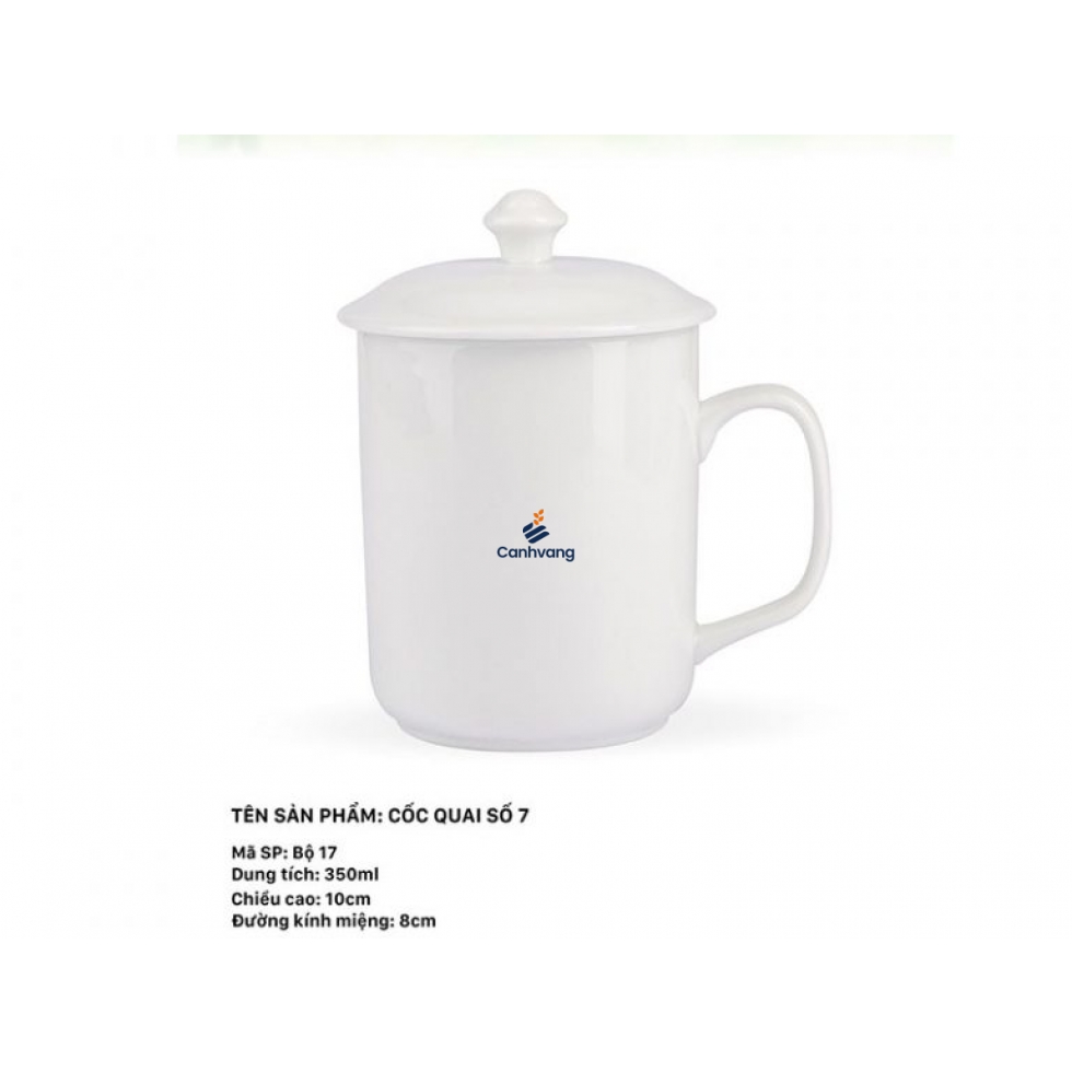 Cốc Sứ Quai số 7 350ml + Nắp