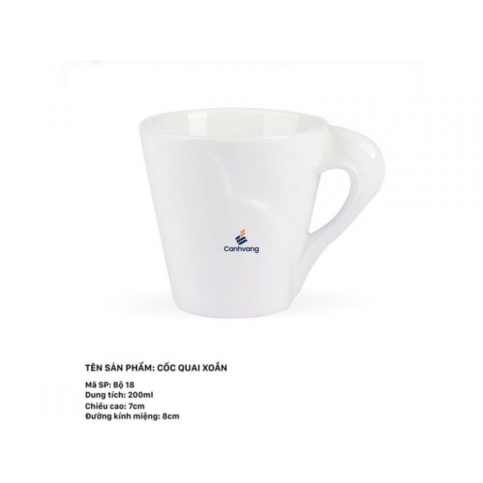 Cốc sứ Quai Xoắn 200ml