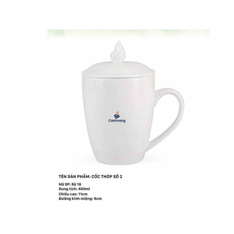 Cốc sứ Thóp số 2 400ml + Nắp