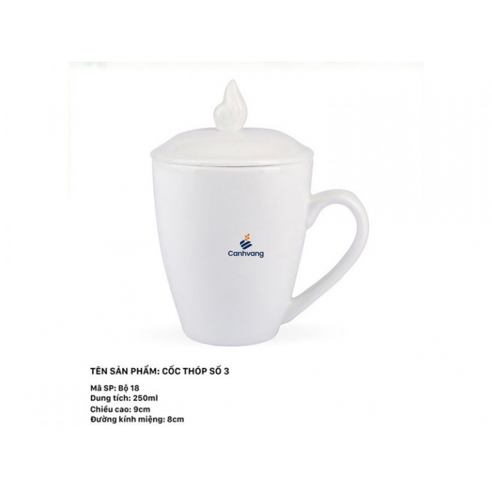 Cốc Sứ Thóp số 3 250ml + Nắp