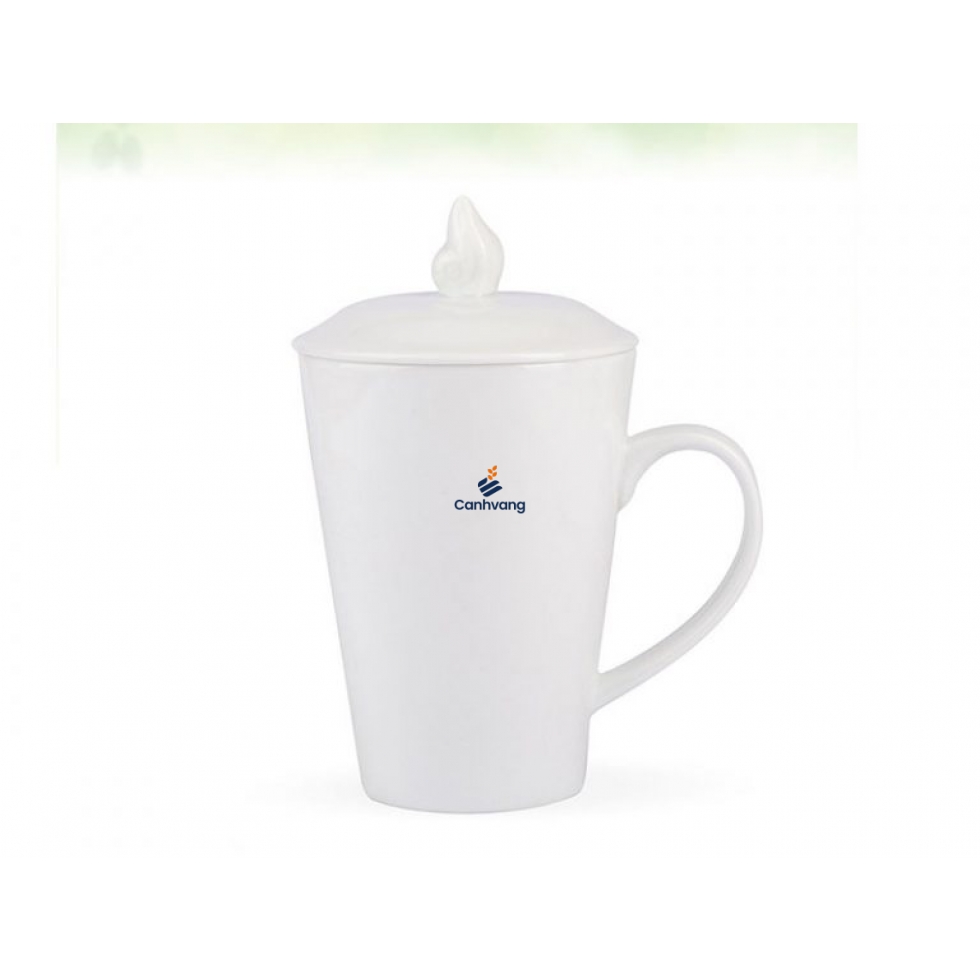Cốc Sứ Vát Cao 400ml + Nắp