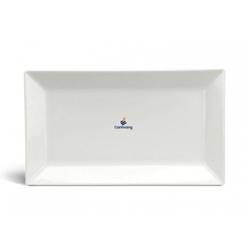 DĨA CHỮ NHẬT LÁ MINH LONG 22 X 13 CM DAISY LYS TRẮNG NGÀ