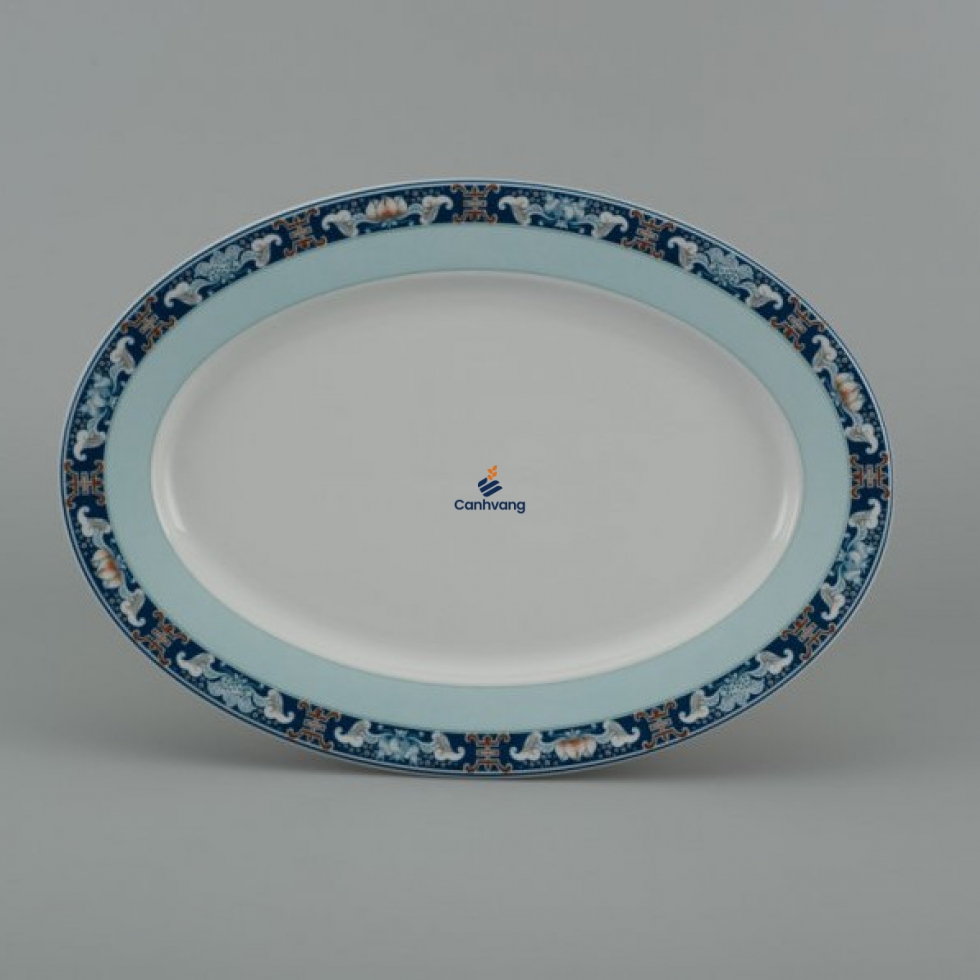 DĨA OVAL MINH LONG 25CM JASMINE PHÚC LỘC THỌ