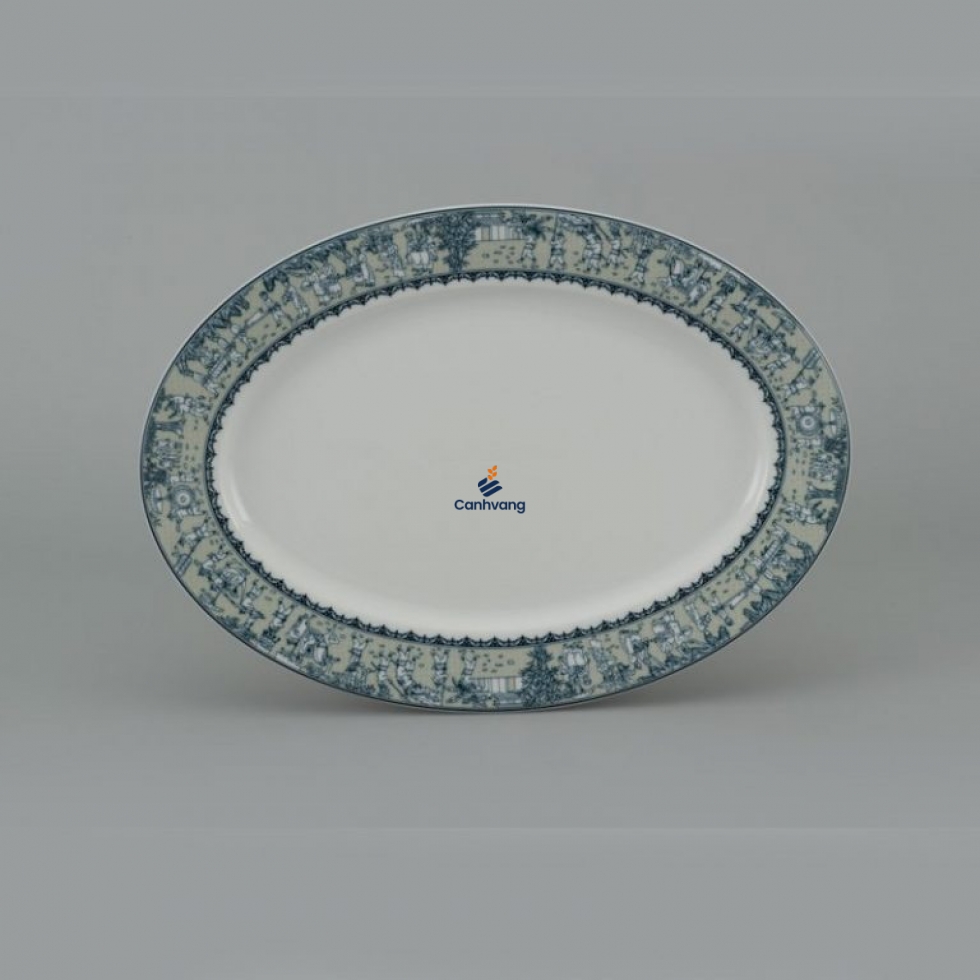 DĨA OVAL MINH LONG 25CM JASMINE VINH QUY NHẠT