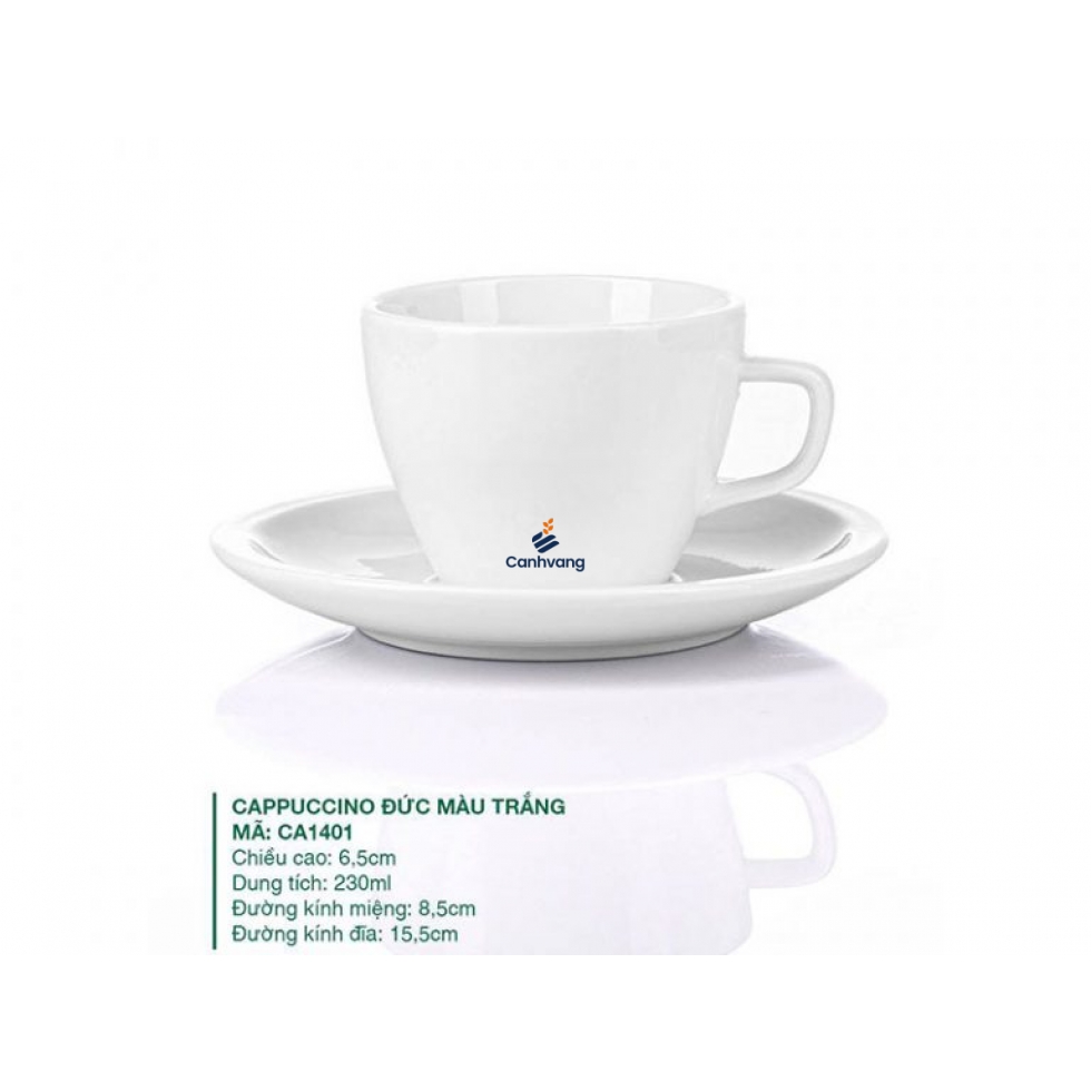 Ly Cappuccino Đức Màu Trắng 230ml + Đĩa Kê
