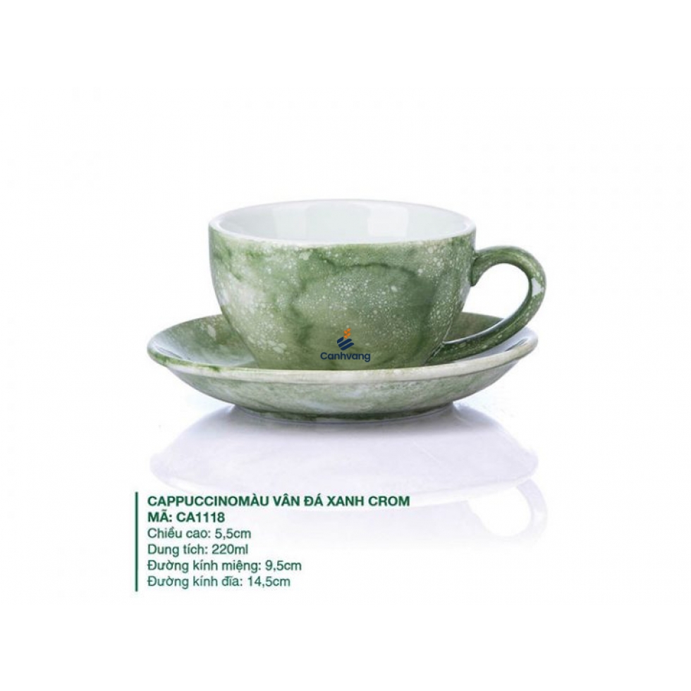 Ly Cappuccino Màu Vân Đá Xanh Crom 220ml