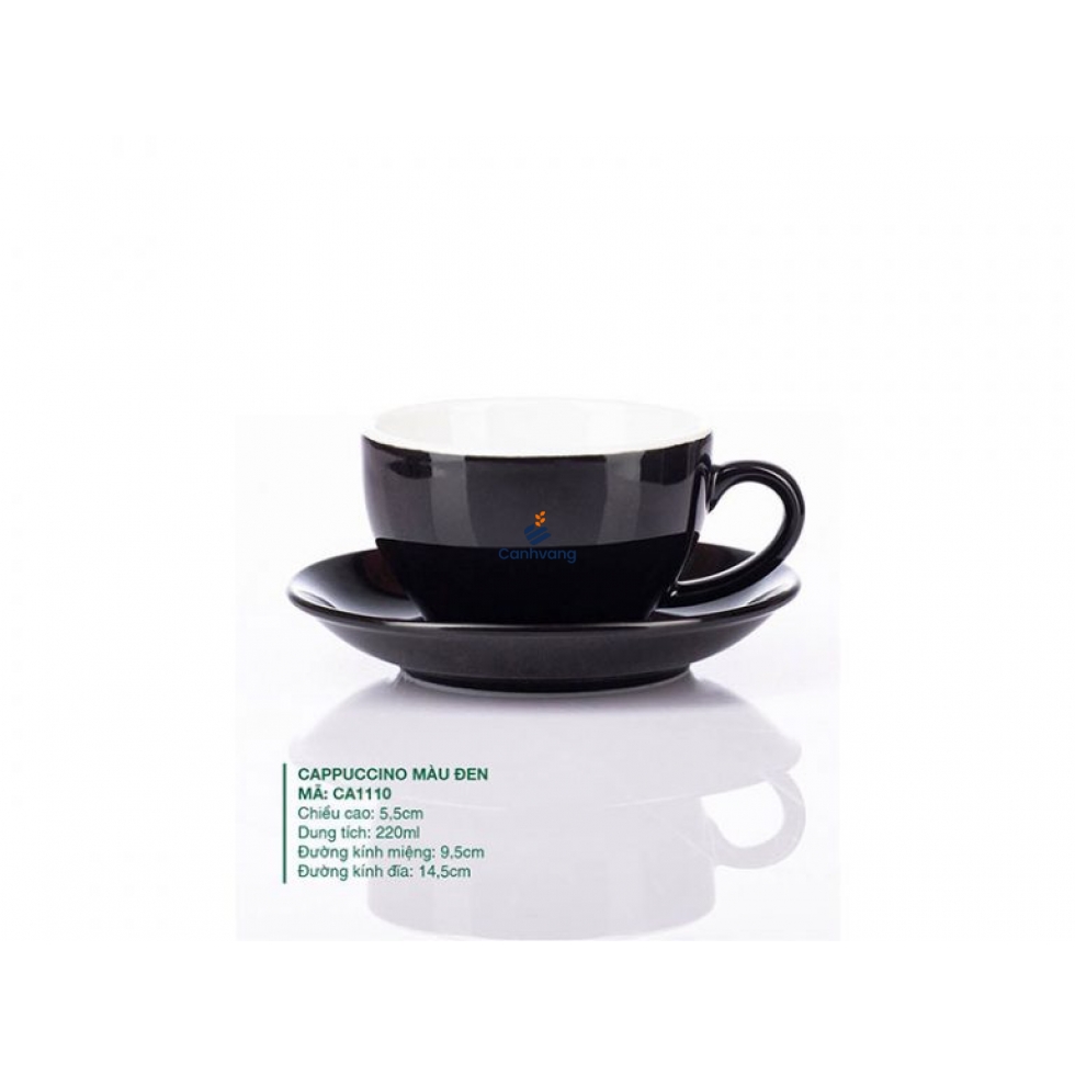 Ly Cappuccino Sứ Màu Đen 220ml