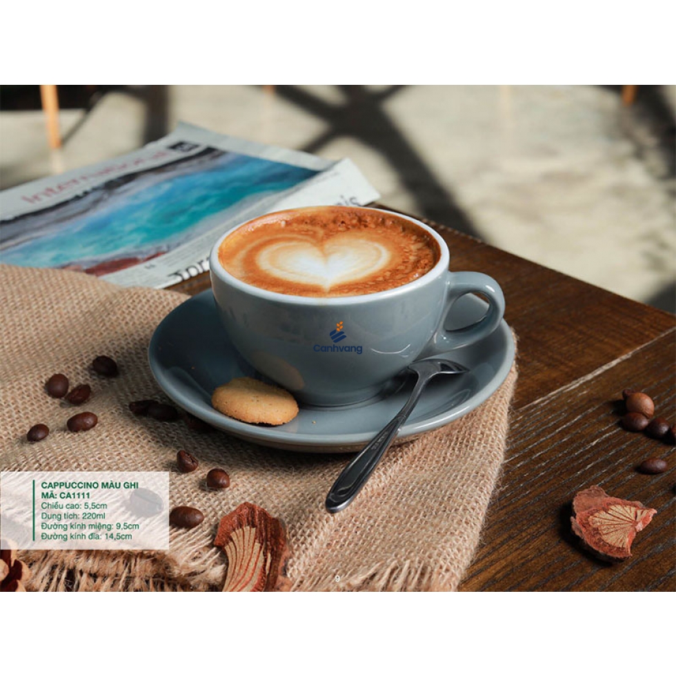 Ly Cappuccino sứ Màu Ghi 220ml