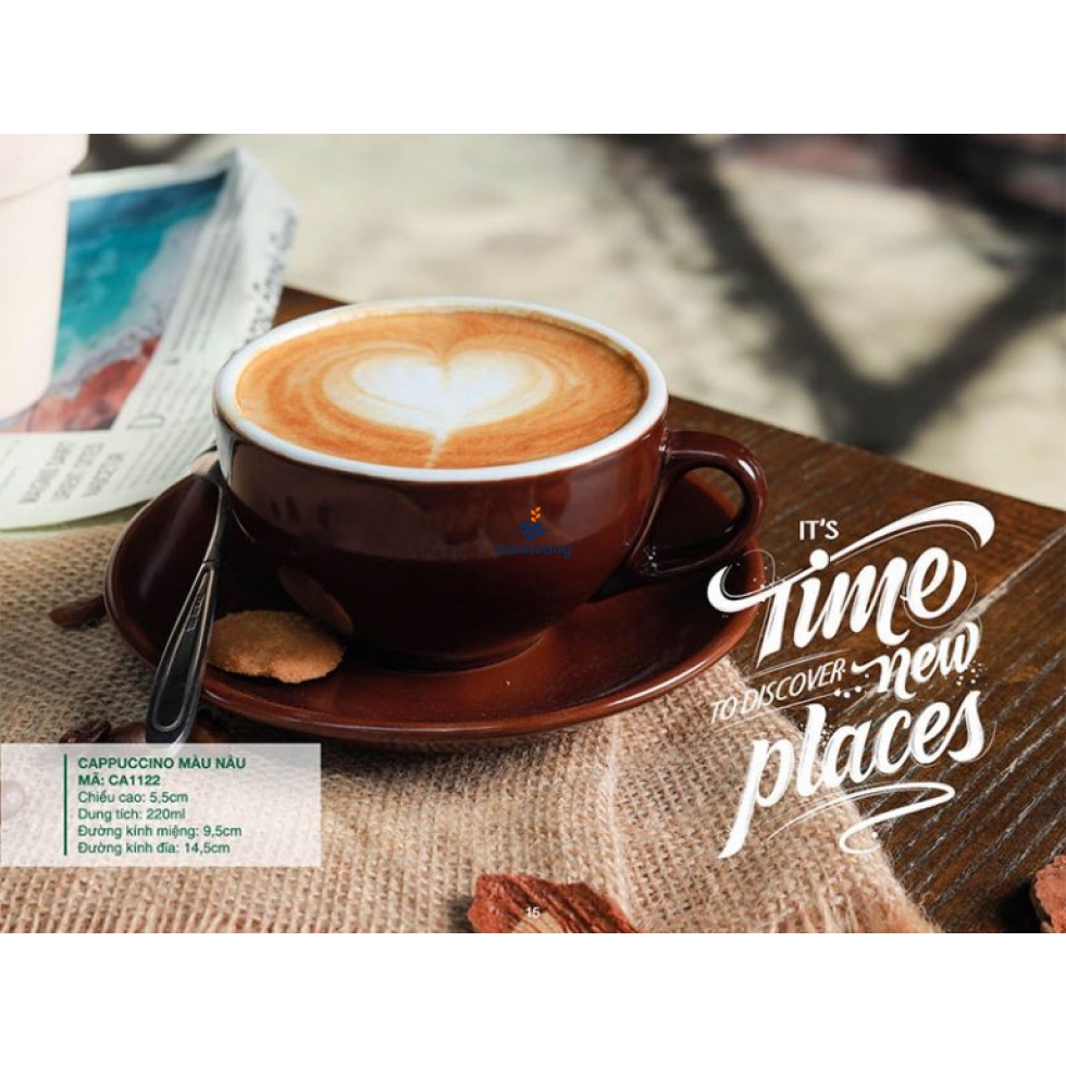 Ly Cappuccino sứ Màu Nâu 220ml