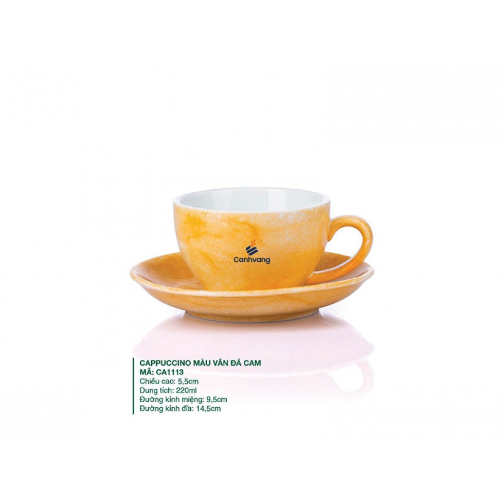 Ly Cappuccino sứ Màu Vân Đá Cam 220ml
