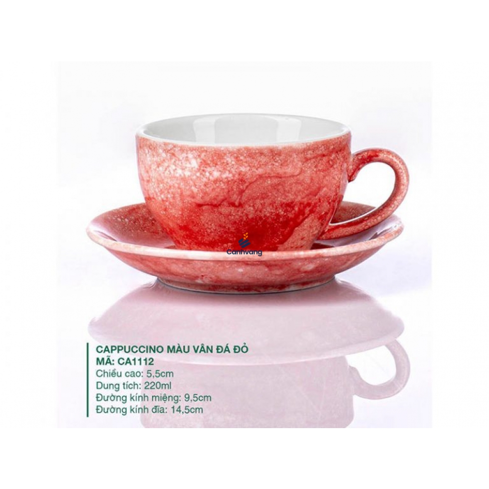 Ly Cappuccino sứ Màu Vân Đá Đỏ 220ml