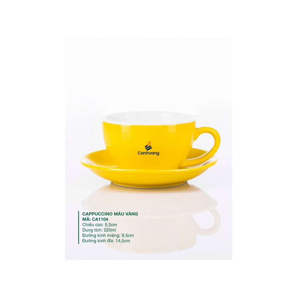 Ly Cappuccino Sứ Màu Vân Đá Vàng 220ml
