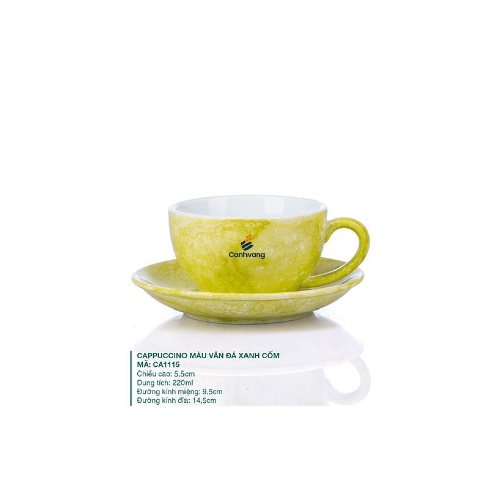 Ly Cappuccino sứ Màu Vân Đá Xanh Cốm 220ml