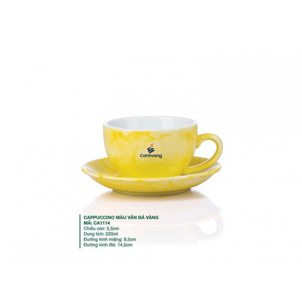 Ly Cappuccino Sứ Màu Vàng 220ml
