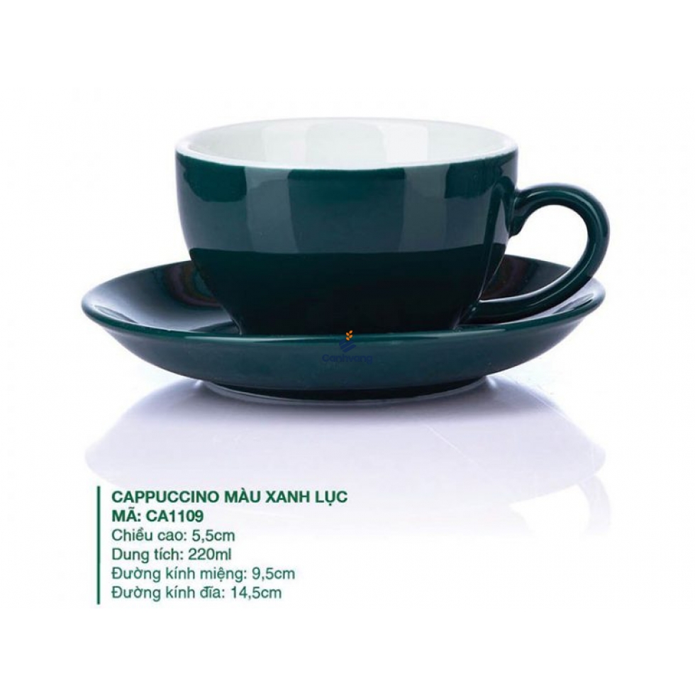 Ly Cappuccino sứ Màu Xanh Lục 220ml
