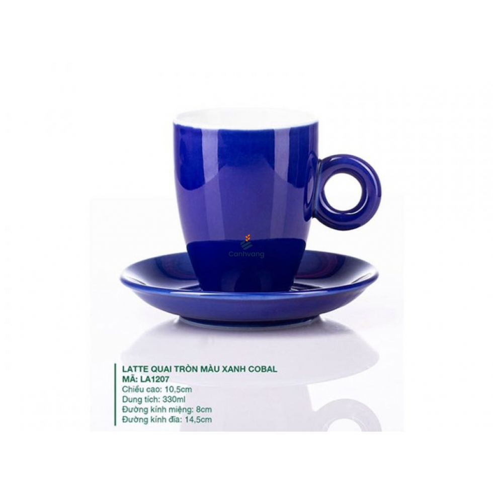 Ly Latte Quai Tròn Màu Xanh Đậm Cobal 330ml
